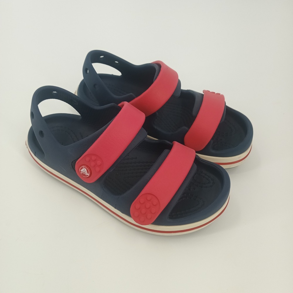 Crocs Bayaband Sandal Kids C13 Navy Blue Red Sporty Strappy Water Shoes